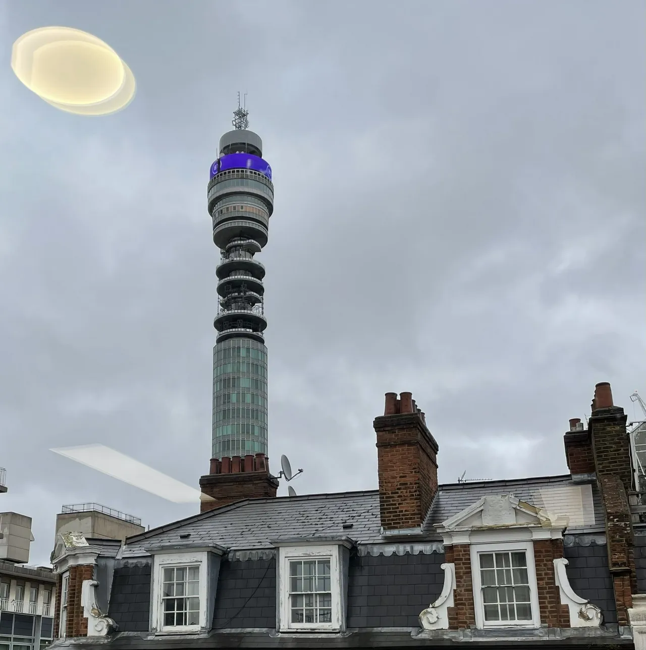 A view over the rooftops of Fitzrovia to the BT Tower