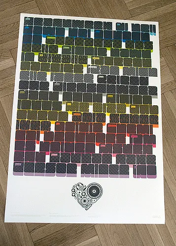 i love techno (B) printed poster, 2009